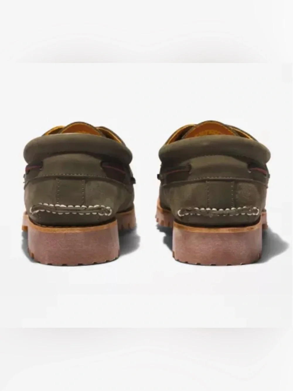 Timberland Olive Green Suede Lug-Soled Boat Shoes